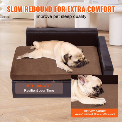VEVOR Luxurious Pet Sofa - Comfortable Dog Couch for Medium-Sized Dogs & Cats | Easy to Assemble, Durable Leather Fabric