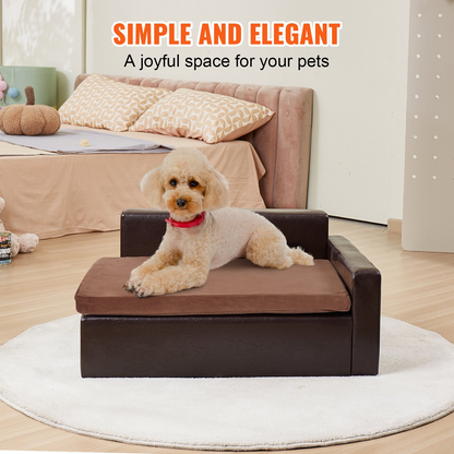 VEVOR Luxurious Pet Sofa - Comfortable Dog Couch for Medium-Sized Dogs & Cats | Easy to Assemble, Durable Leather Fabric
