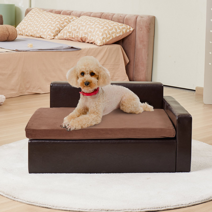 VEVOR Luxurious Pet Sofa - Comfortable Dog Couch for Medium-Sized Dogs & Cats | Easy to Assemble, Durable Leather Fabric