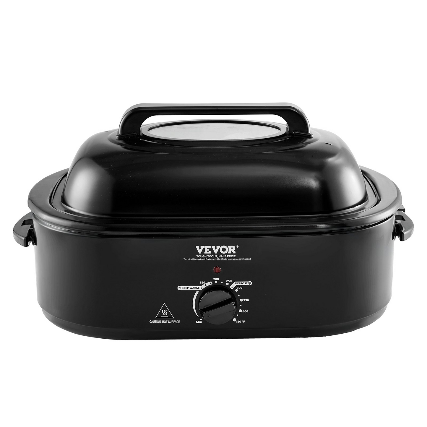 VEVOR 24 QT Electric Roaster Oven, 1450W, Self-Basting Lid, Defrost & Warm Functions - Perfect for Cooking Turkey and More