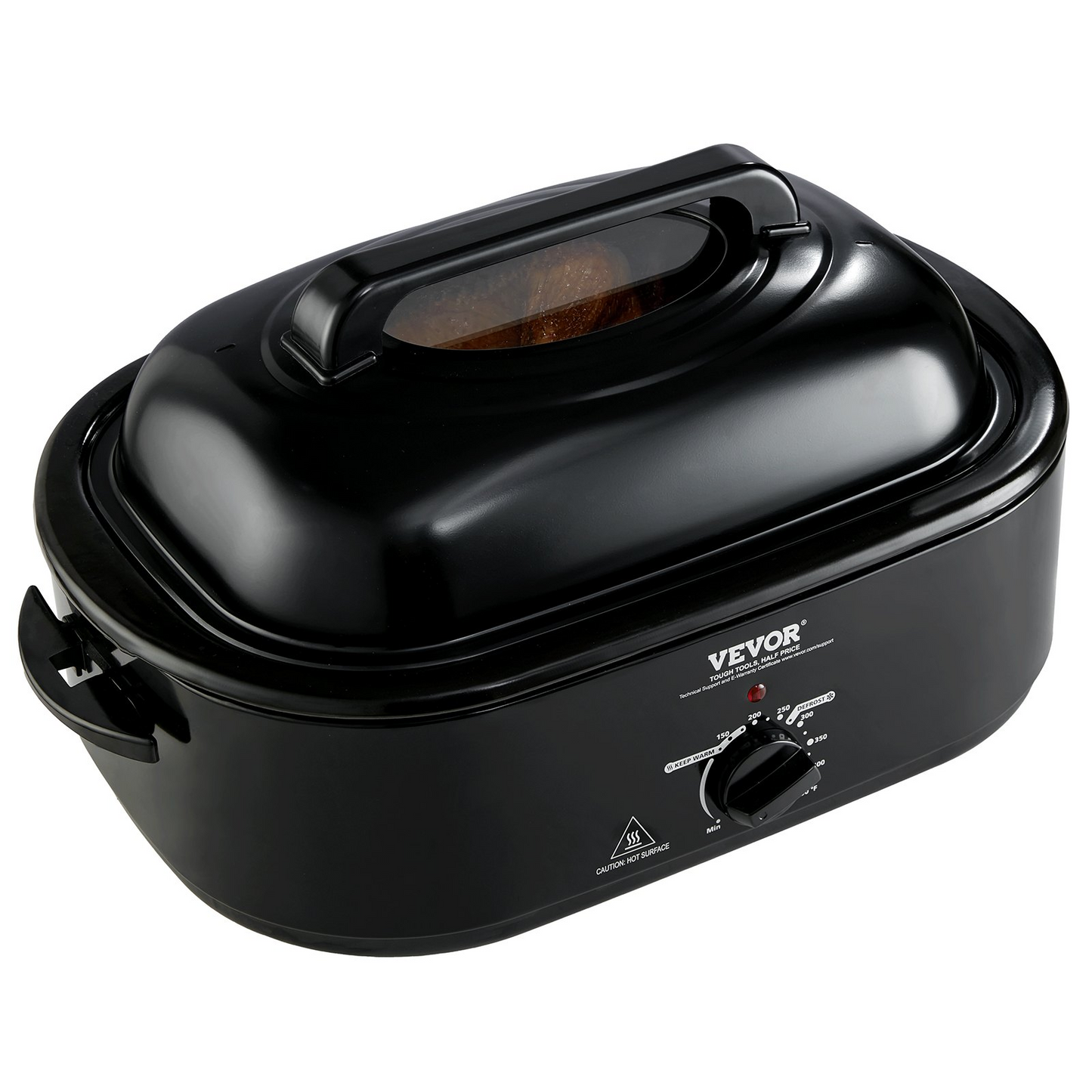VEVOR 24 QT Electric Roaster Oven, 1450W, Self-Basting Lid, Defrost & Warm Functions - Perfect for Cooking Turkey and More
