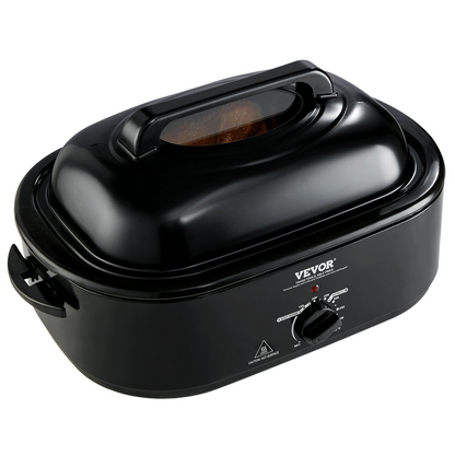 VEVOR 24 QT Electric Roaster Oven, 1450W, Self-Basting Lid, Defrost & Warm Functions - Perfect for Cooking Turkey and More