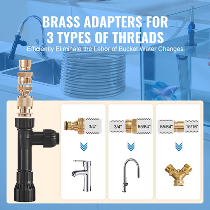VEVOR Aquarium Gravel Cleaner - 30ft Flexible PVC Hose with Multi-Functional Adapters for Efficient Fish Tank Cleaning