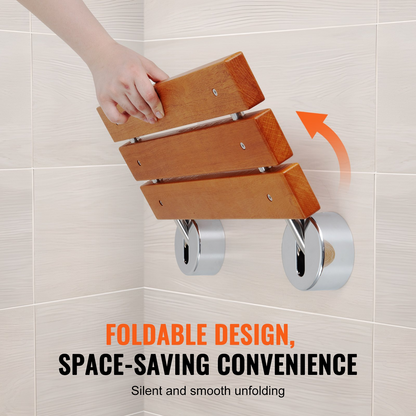 VEVOR Folding Teak Shower Seat - Premium, Space-Saving Shower Bench for Comfort and Safety
