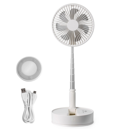 VEVOR 8 Inch Foldable Oscillating Standing Fan - Portable, Rechargeable & Remote Controlled for Home, Office, and Travel