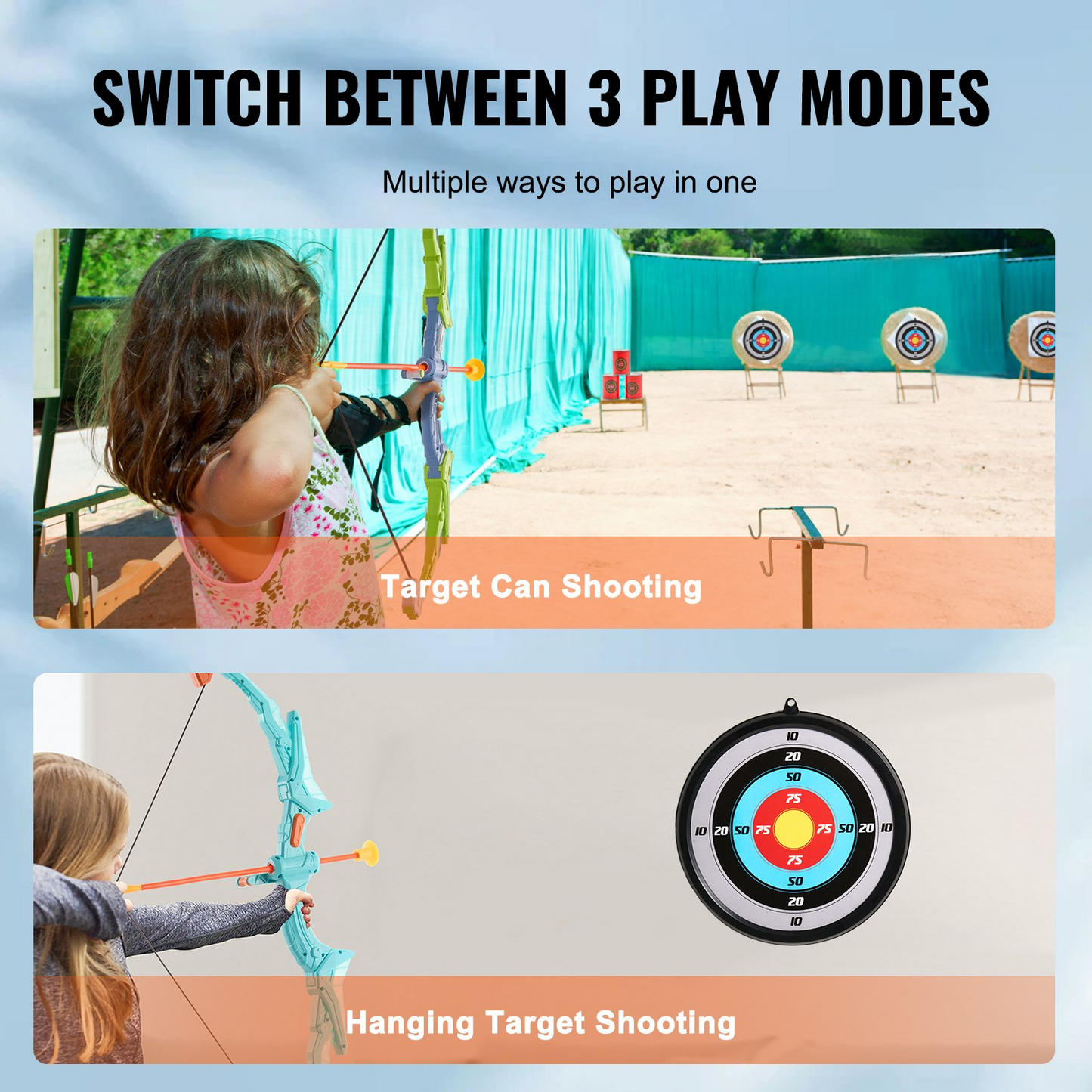 VEVOR Kids LED Light Up Bow and Arrow Set - 2 Pack | 20 Suction Cup Arrows, Adjustable Quivers & Targets | Perfect Outdoor Toy Gift for Ages 6-10+