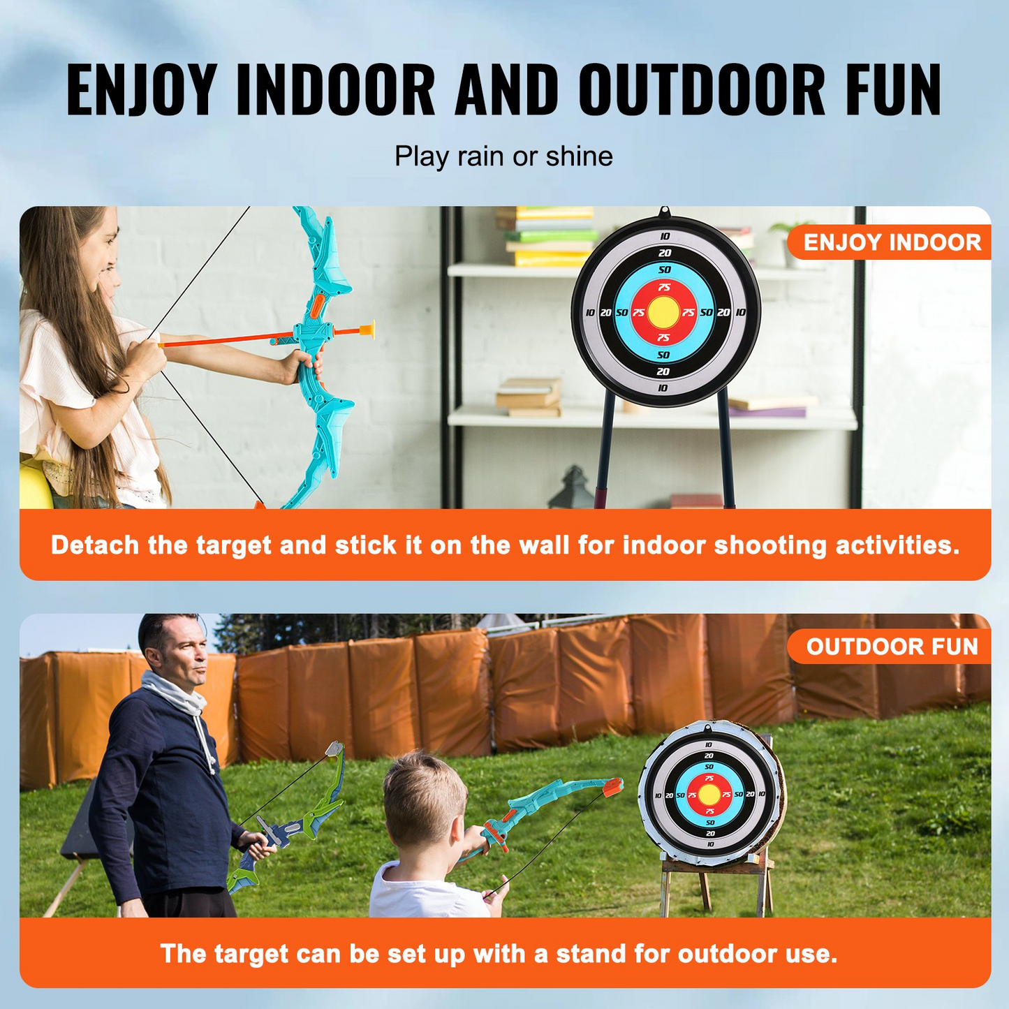 VEVOR Kids LED Light Up Bow and Arrow Set - 2 Pack | 20 Suction Cup Arrows, Adjustable Quivers & Targets | Perfect Outdoor Toy Gift for Ages 6-10+