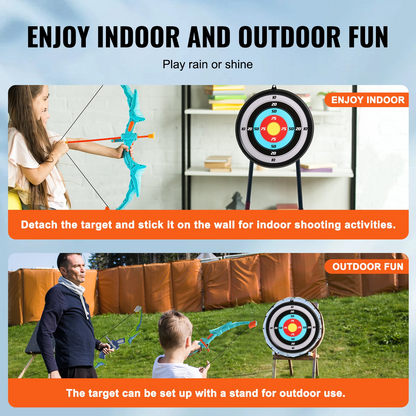 VEVOR Kids LED Light Up Bow and Arrow Set - 2 Pack | 20 Suction Cup Arrows, Adjustable Quivers & Targets | Perfect Outdoor Toy Gift for Ages 6-10+
