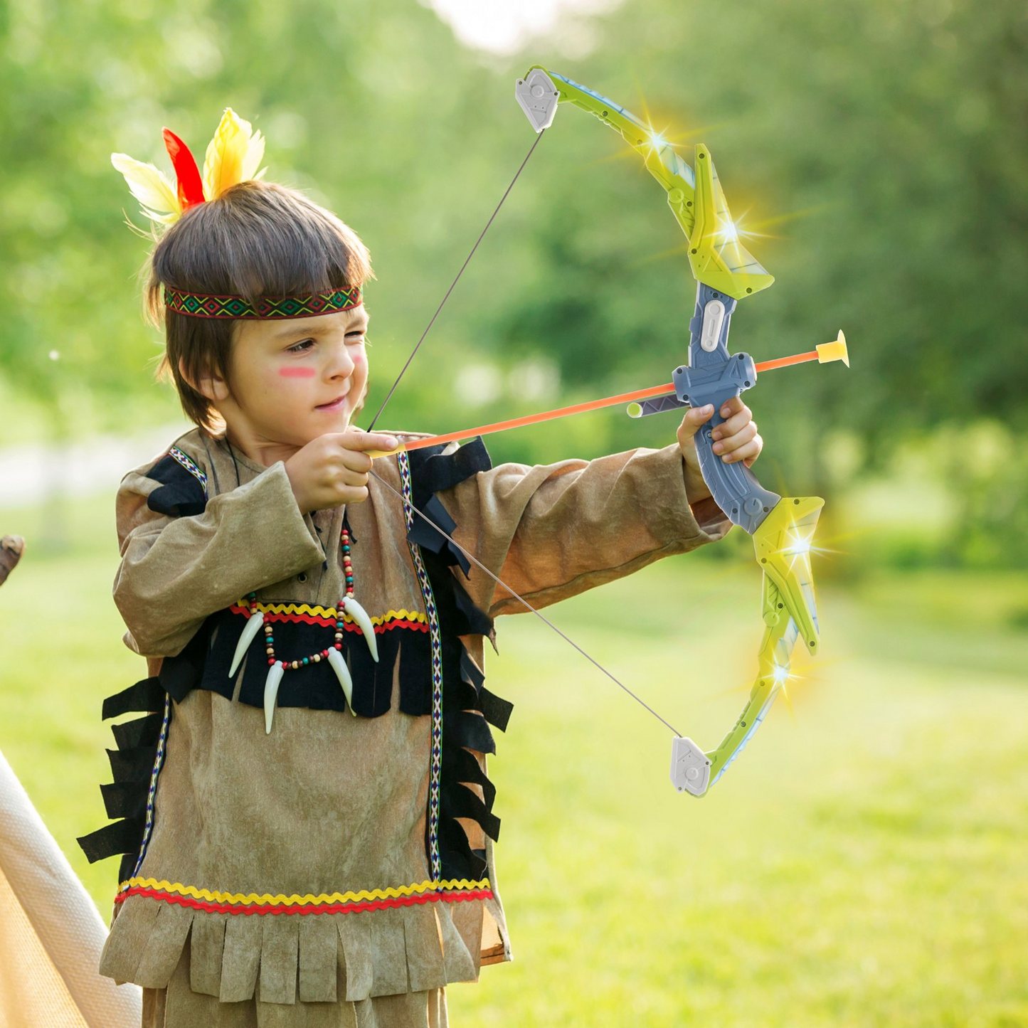 VEVOR Kids LED Light Up Bow and Arrow Set - 2 Pack | 20 Suction Cup Arrows, Adjustable Quivers & Targets | Perfect Outdoor Toy Gift for Ages 6-10+