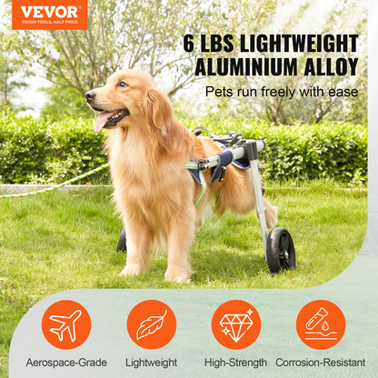 VEVOR 2 Wheels Dog Wheelchair for Back Legs | Lightweight & Adjustable Pet Wheelchair