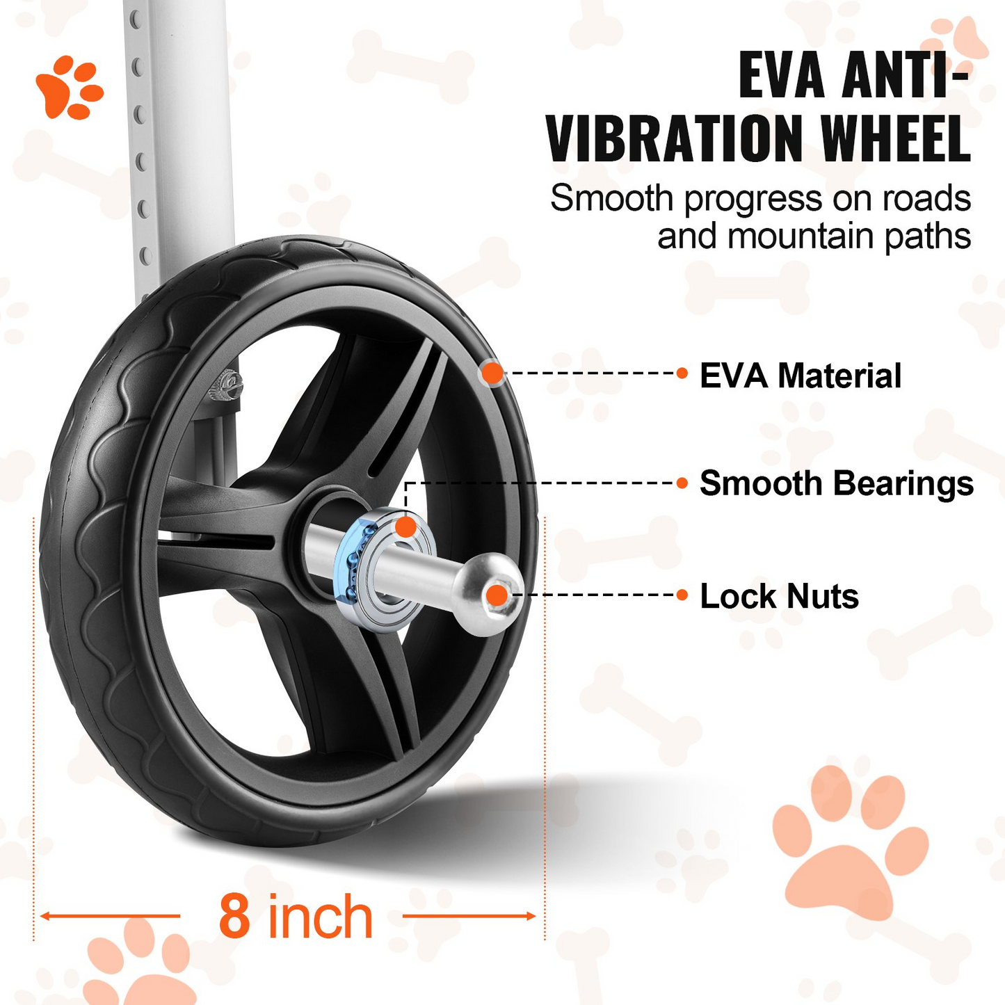 VEVOR 2 Wheels Dog Wheelchair for Back Legs | Lightweight & Adjustable Pet Wheelchair