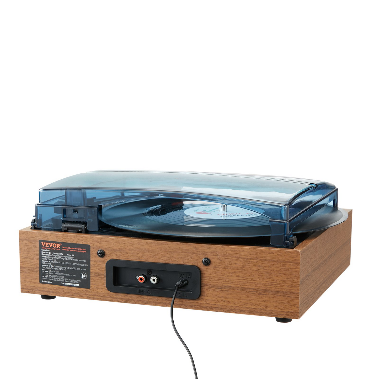 VEVOR 3-Speed Vinyl Record Player - Bluetooth Turntable with Built-in 3W Speaker, Magnetic Cartridge, and RCA Outputs - Ideal for 33/45/78 RPM Vinyl Records