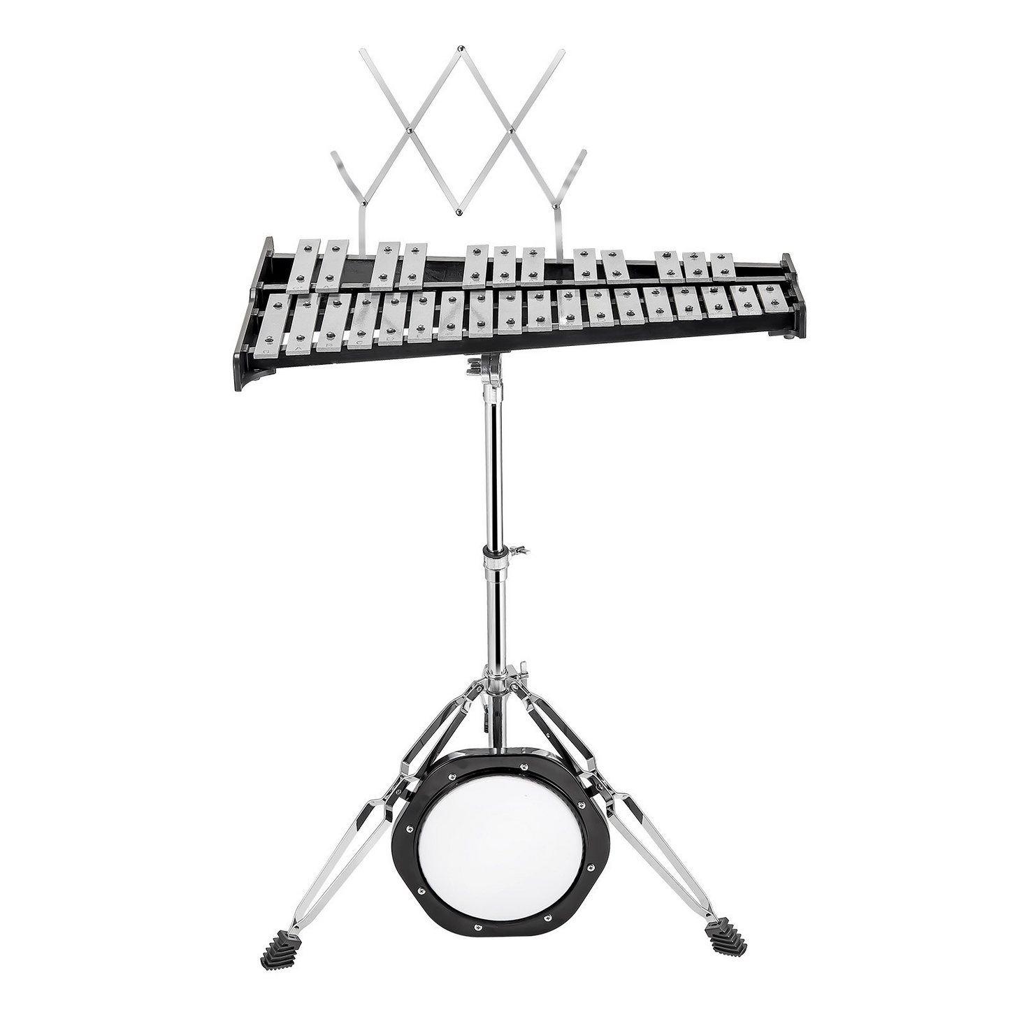 VEVOR 30 Note Glockenspiel Xylophone Bell Kit - Complete Percussion Instrument Set with Mallets, Drum Sticks, Music Stand, Practice Pad, Adjustable Stand & Carrying Bag
