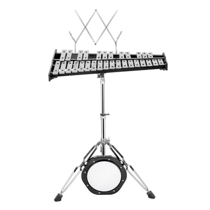 VEVOR 30 Note Glockenspiel Xylophone Bell Kit - Complete Percussion Instrument Set with Mallets, Drum Sticks, Music Stand, Practice Pad, Adjustable Stand & Carrying Bag