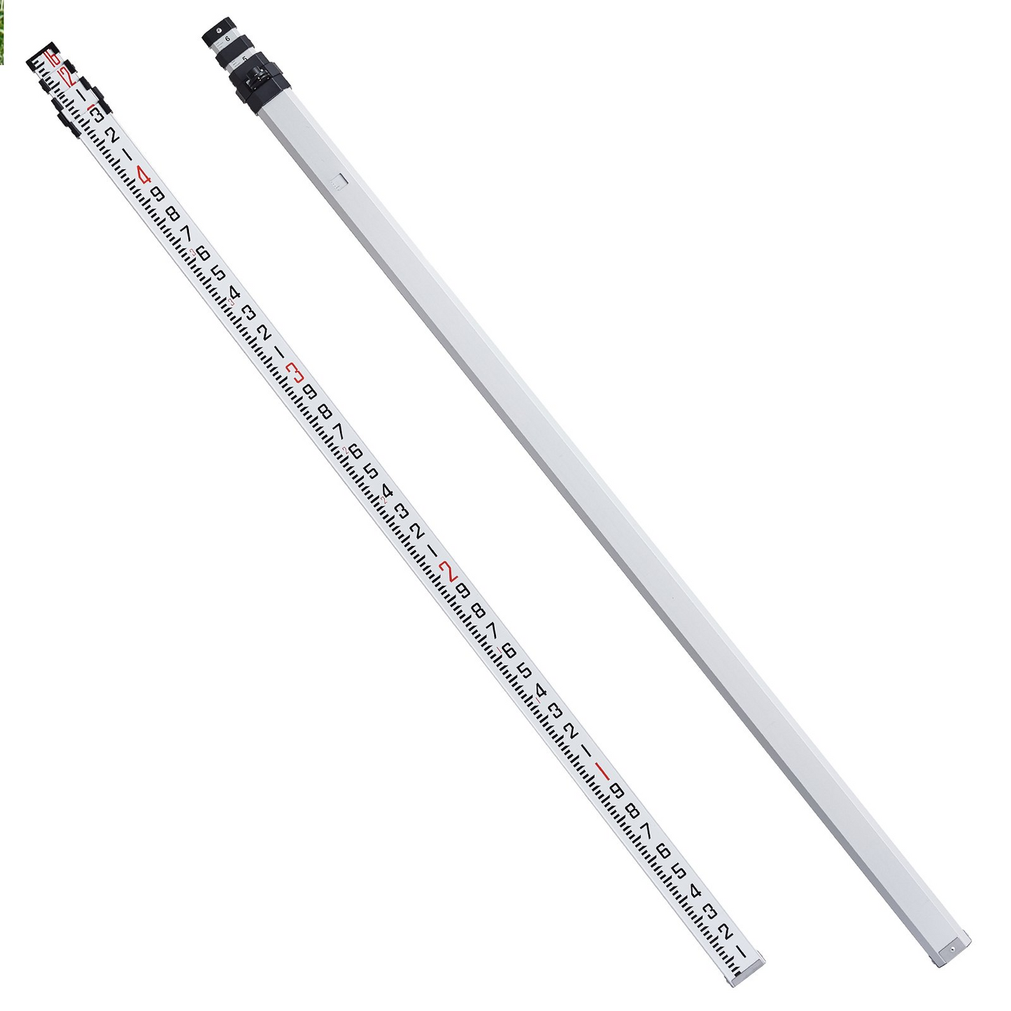 VEVOR 16-Foot Aluminum Grade Rod with Bubble Level & Carrying Bag – High-Precision Telescopic Measuring Survey Rod with Double-Sided Scale for Houses, Walls, Floors