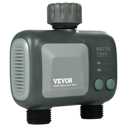 VEVOR WiFi Sprinkler Timer with Dual Outlets - Smart Control, Alexa & Google Assistant Compatible, IPX6 Waterproof, Brass Inlet for Yard Irrigation