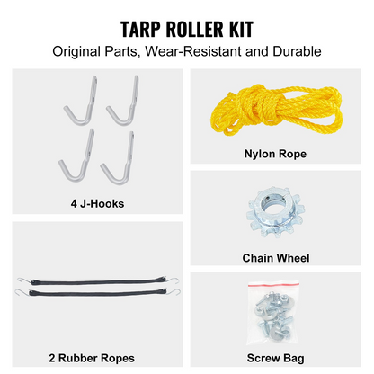VEVOR Hand Crank Tarp Roller Kit - Durable Aluminum Alloy, Ergonomic Handle for Dump Trucks & Trailers, Adjustable Width 64"-104"