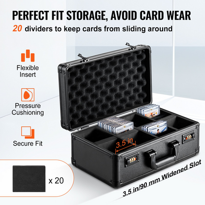 VEVOR 108 PSA Graded Card Storage Box - 4 Slots Sports Card Holder Case with Combination Lock