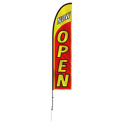 VEVOR Business Advertising Open Flags - High-Visibility Outdoor Banner with 14.4 ft Durable Pole, Easy Installation, Eye-Catching Design for Retail and Restaurants