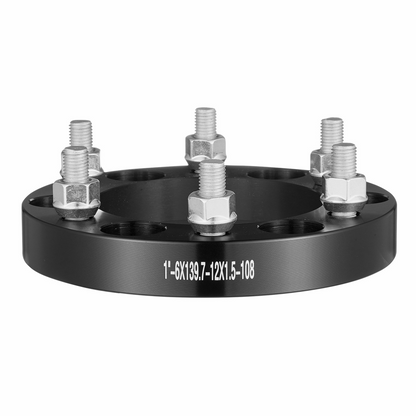 VEVOR 1" Wheel Spacers 6x5.5" Wheel Adapters, 6 Lug Forged Aluminum Alloy Spacer Set, 4 PCS, Black