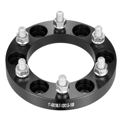 VEVOR 1" Wheel Spacers 6x5.5" Wheel Adapters, 6 Lug Forged Aluminum Alloy Spacer Set, 4 PCS, Black