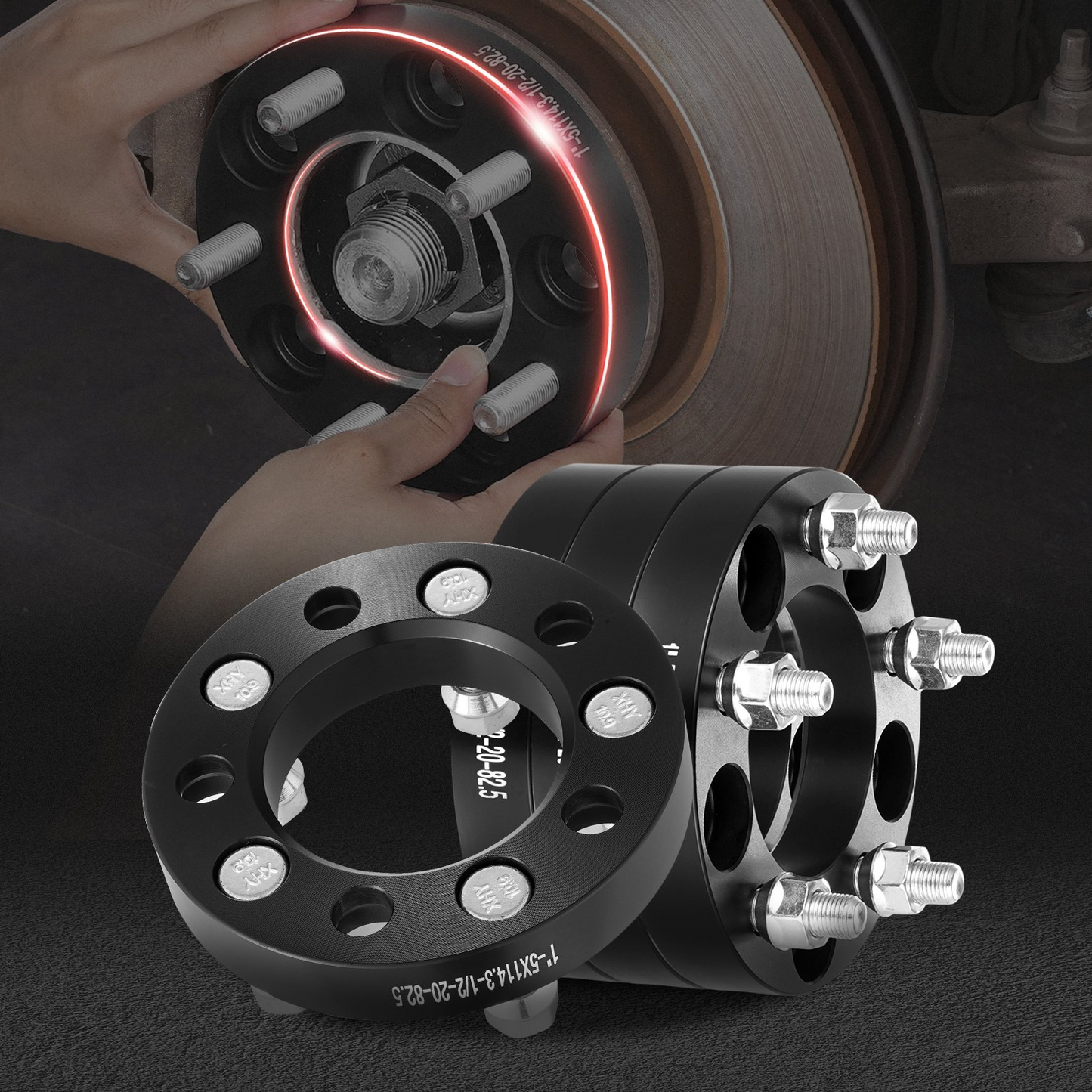 VEVOR 1" 5x4.5 Wheel Spacers Adapters – 5 Lug Forged Black Aluminum Alloy Set of 4, Enhance Stability & Compatibility