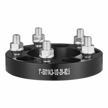 VEVOR 1" 5x4.5 Wheel Spacers Adapters – 5 Lug Forged Black Aluminum Alloy Set of 4, Enhance Stability & Compatibility