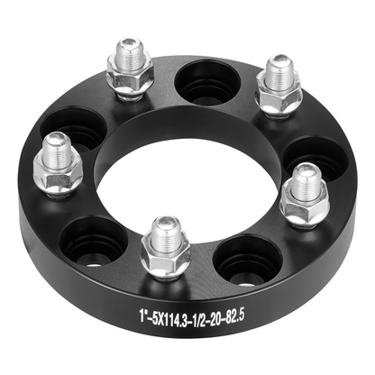 VEVOR 1" 5x4.5 Wheel Spacers Adapters – 5 Lug Forged Black Aluminum Alloy Set of 4, Enhance Stability & Compatibility