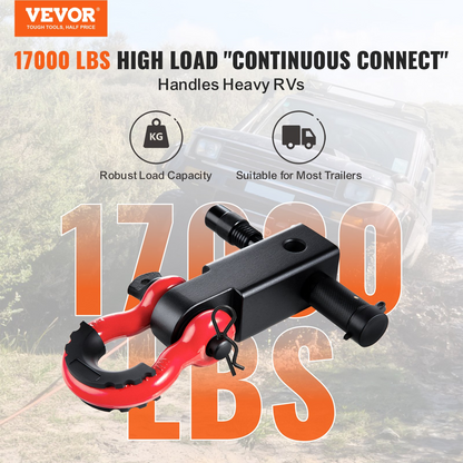 VEVOR 2" Trailer Shackle Hitch Receiver D-Ring - Heavy-Duty, 66000 lbs Capacity, Ideal for Truck & Jeep Recovery