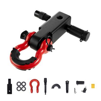 VEVOR 2" Trailer Shackle Hitch Receiver D-Ring - Heavy-Duty, 66000 lbs Capacity, Ideal for Truck & Jeep Recovery