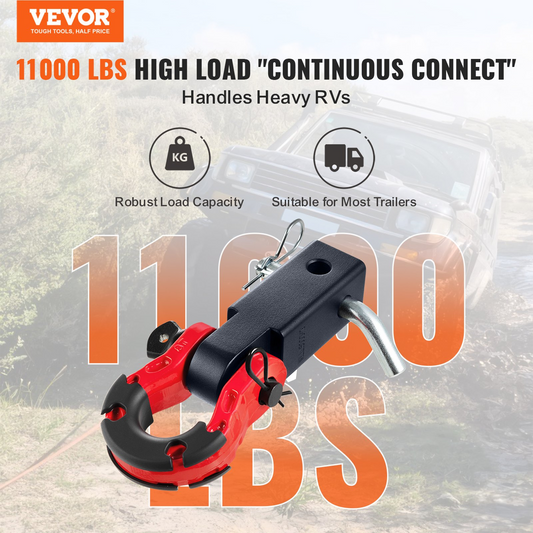 VEVOR 2" Trailer Shackle Hitch Receiver D-Ring Recovery for Truck & Jeep - 65,900 lbs Capacity, Heavy-Duty & Industrial-Grade Durability