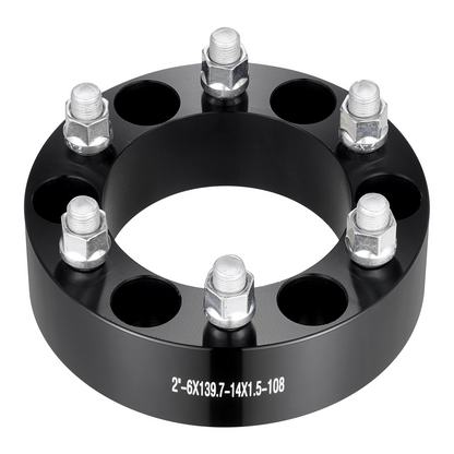 VEVOR 2" Wheel Spacers Adapters 6x5.5 6 Lug Forged Aluminum – 4 PCS Black | Enhanced Stability & Performance