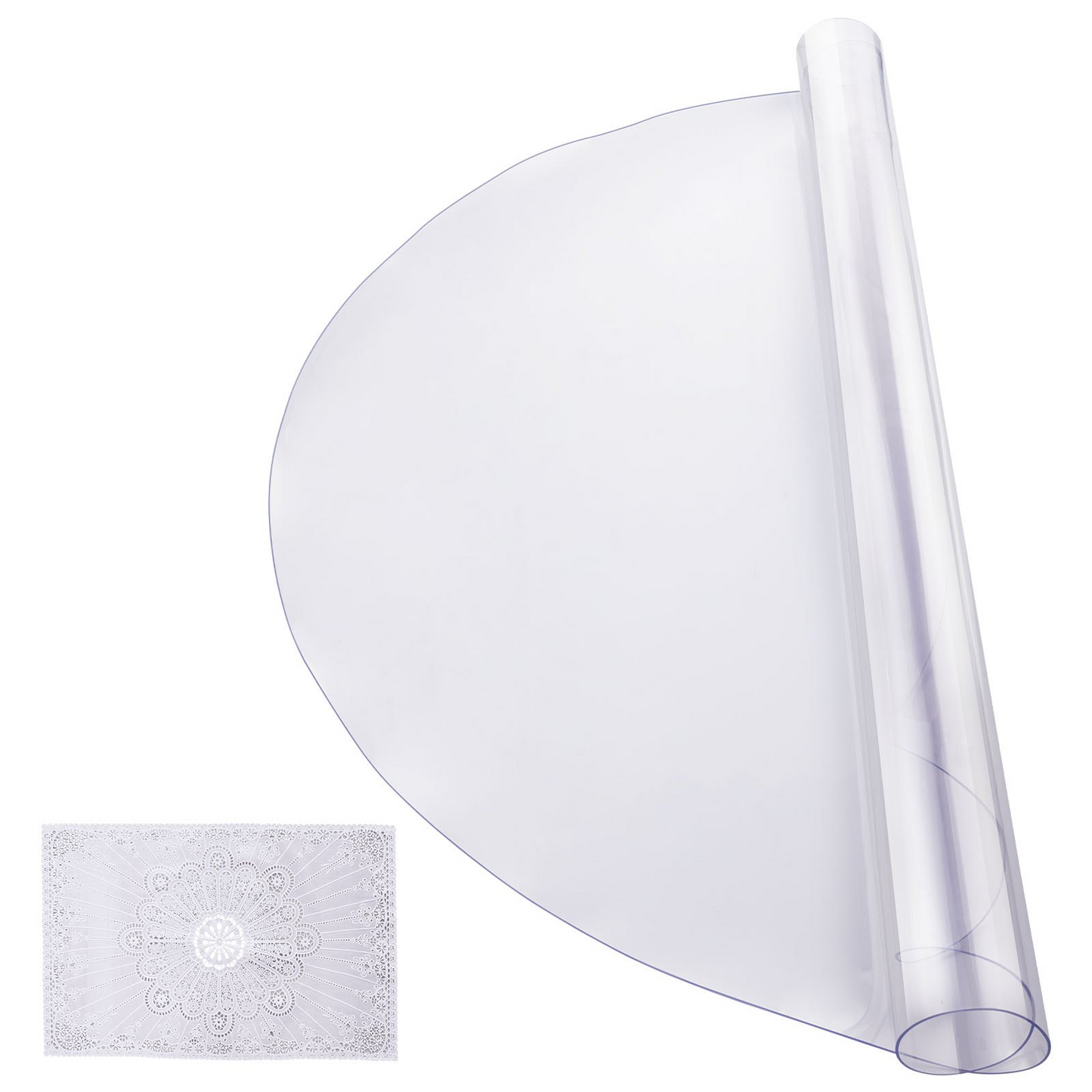 VEVOR 42 Inch Round PVC Table Protector - Premium 2.0mm Thick Clear Plastic Desk Cover - Ideal for Dining Tables and Office Desks