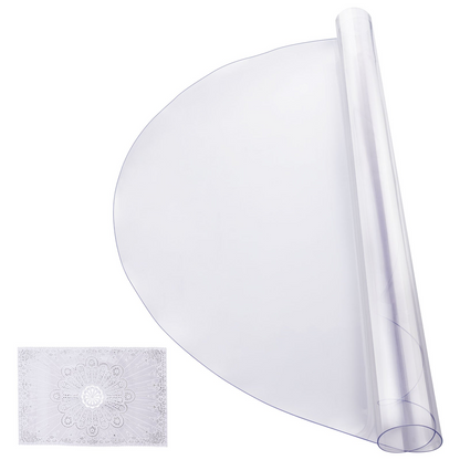 VEVOR 42 Inch Round PVC Table Protector - Premium 2.0mm Thick Clear Plastic Desk Cover - Ideal for Dining Tables and Office Desks