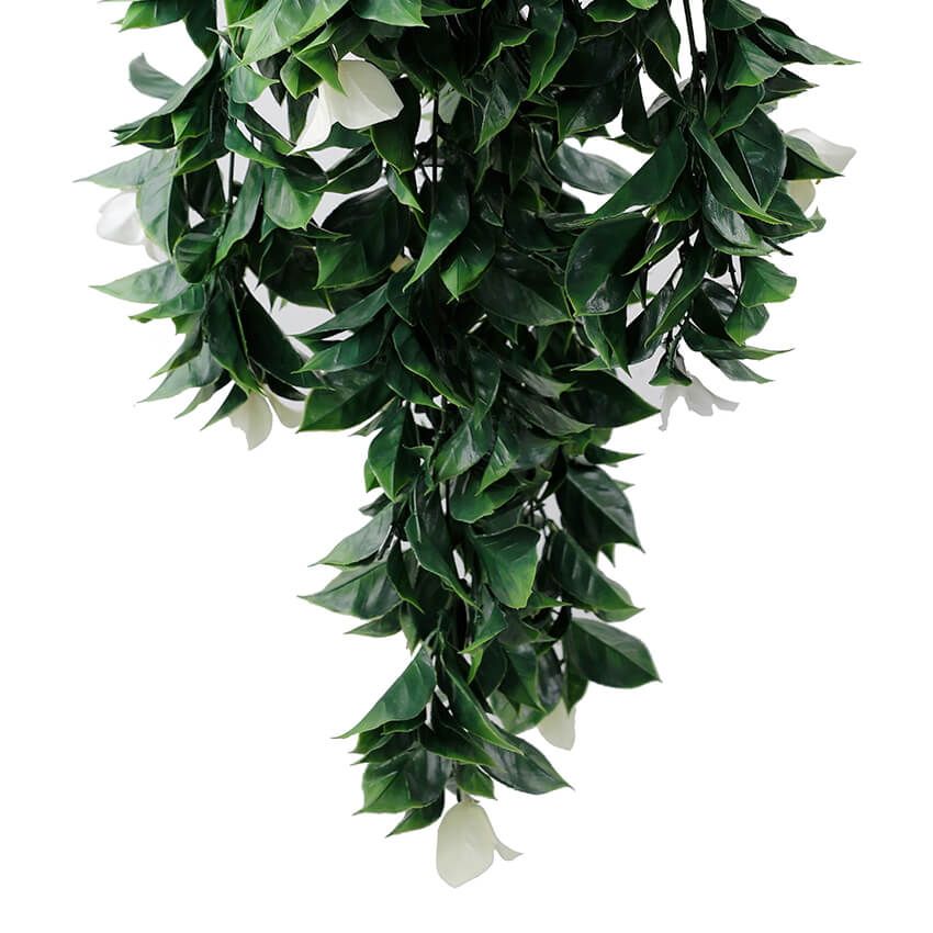 (5 Pieces) Hanging White Artificial Bougainvillea Plant UV Resistant 30"-3