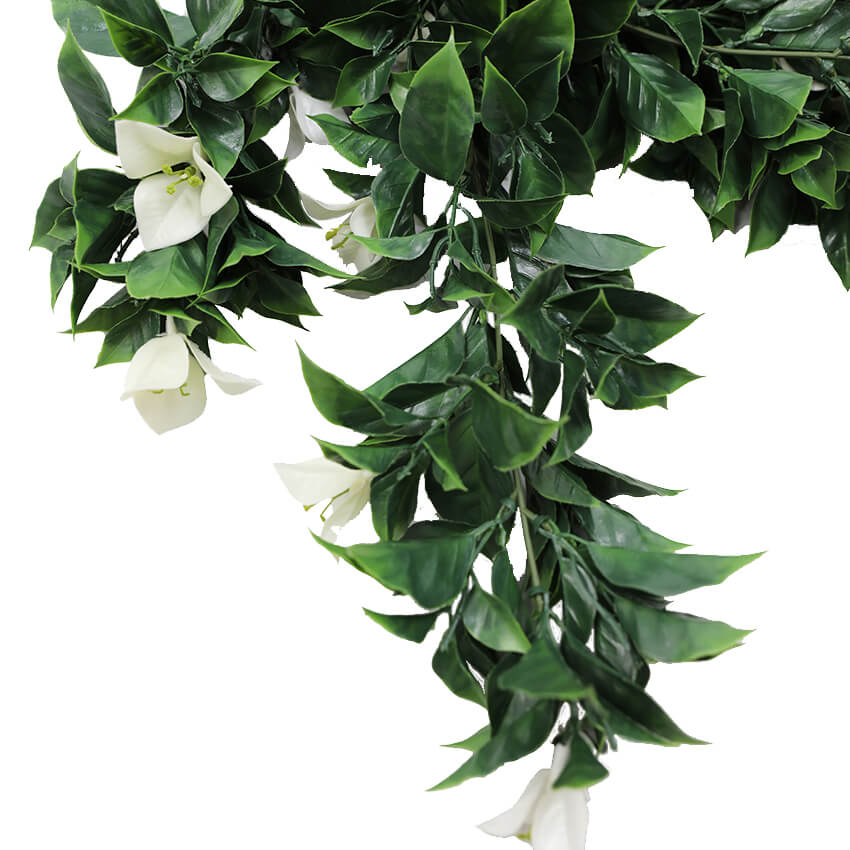 (5 Pieces) Hanging White Artificial Bougainvillea Plant UV Resistant 30"-4