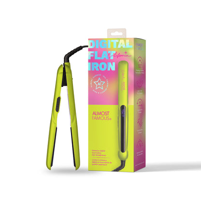 New 1.25" Digital Professional Flat Iron with Extra Wide Plates - California Collection/Yellow-5