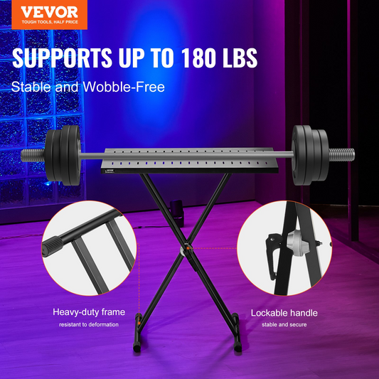 VEVOR Portable DJ Table & Adjustable Double-X Braced Keyboard Stand ??Robust, Spacious & Quick to Set Up for DJs, Musicians & Performers