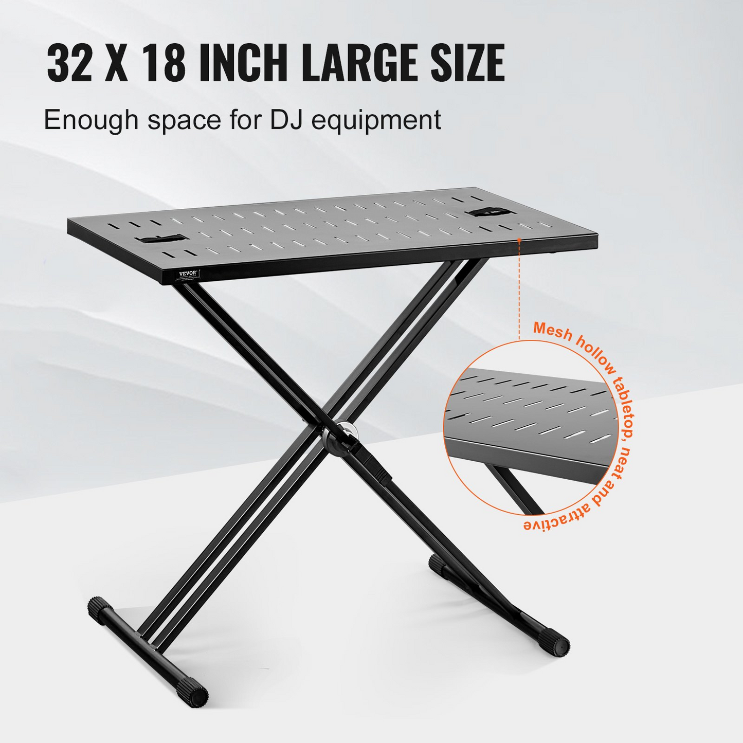 VEVOR Portable DJ Table & Adjustable Double-X Braced Keyboard Stand ??Robust, Spacious & Quick to Set Up for DJs, Musicians & Performers
