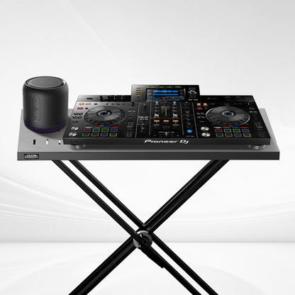 VEVOR Portable DJ Table & Adjustable Double-X Braced Keyboard Stand ??Robust, Spacious & Quick to Set Up for DJs, Musicians & Performers
