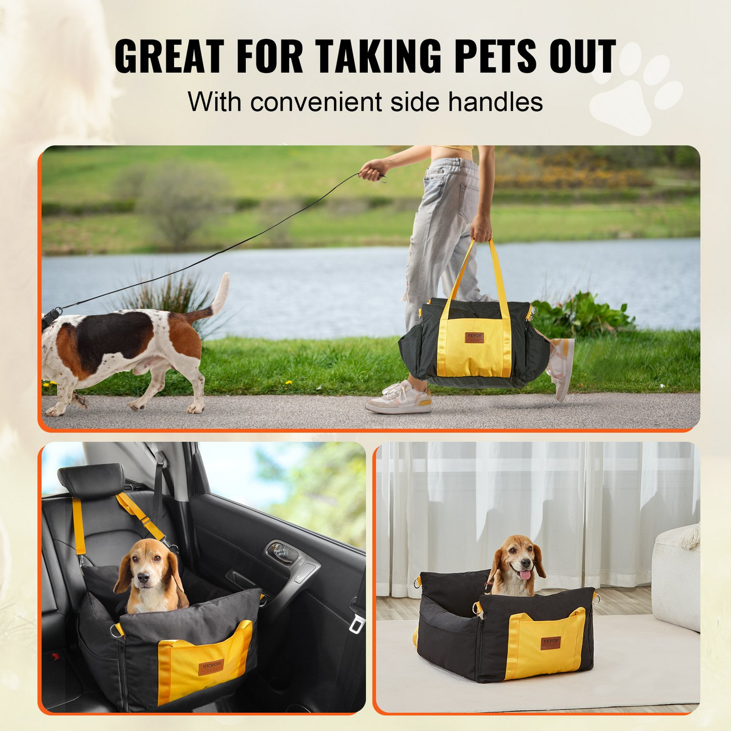 VEVOR Dog Booster Car Seat - Secure & Comfortable Pet Travel Solution for Small Dogs up to 25lbs, Black - Easy Installation & Enhanced Safety