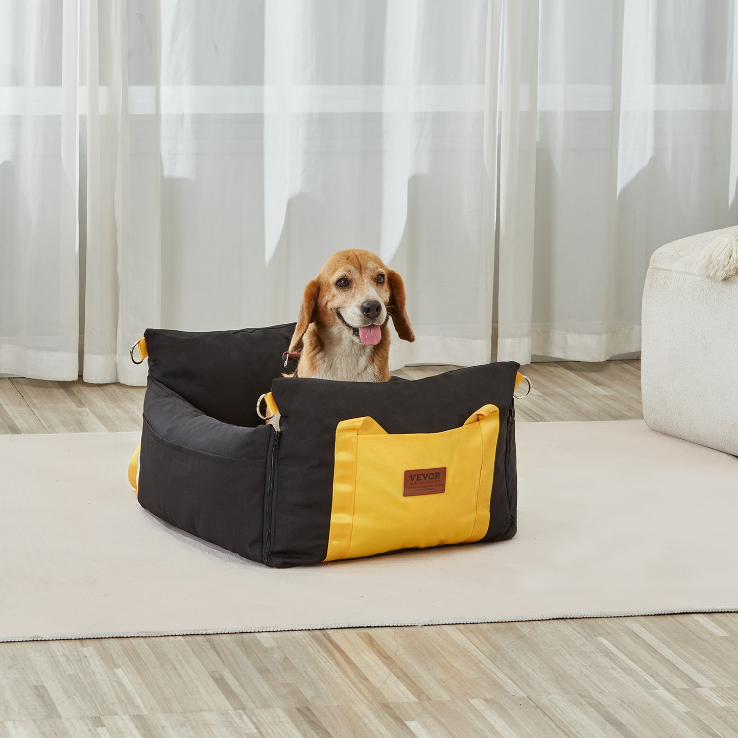 VEVOR Dog Booster Car Seat - Secure & Comfortable Pet Travel Solution for Small Dogs up to 25lbs, Black - Easy Installation & Enhanced Safety