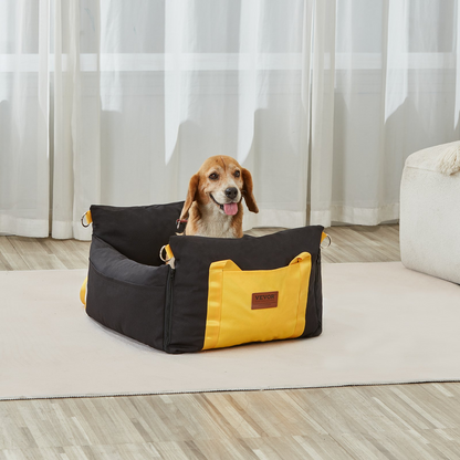 VEVOR Dog Booster Car Seat - Secure & Comfortable Pet Travel Solution for Small Dogs up to 25lbs, Black - Easy Installation & Enhanced Safety