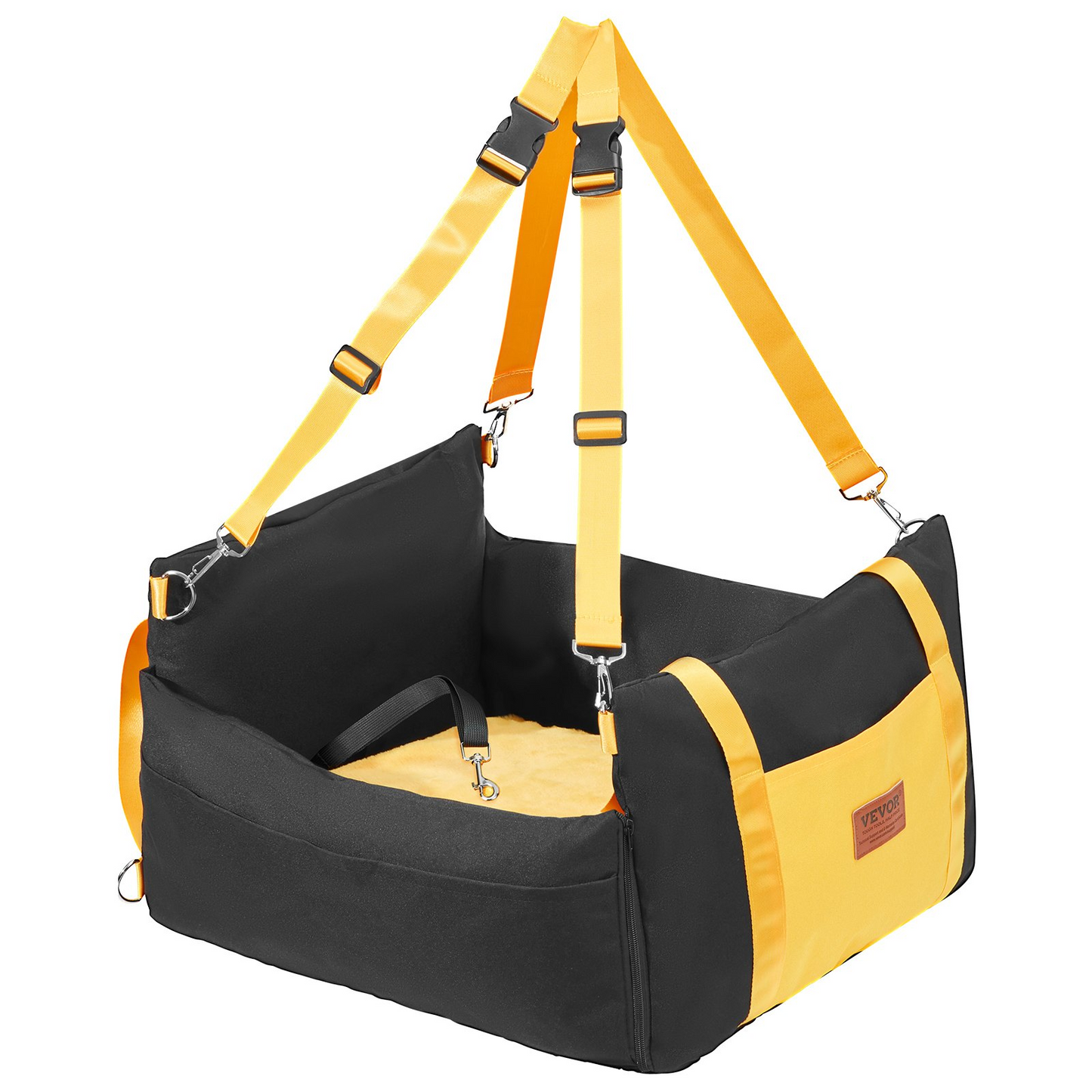 VEVOR Dog Booster Car Seat - Secure & Comfortable Pet Travel Solution for Small Dogs up to 25lbs, Black - Easy Installation & Enhanced Safety