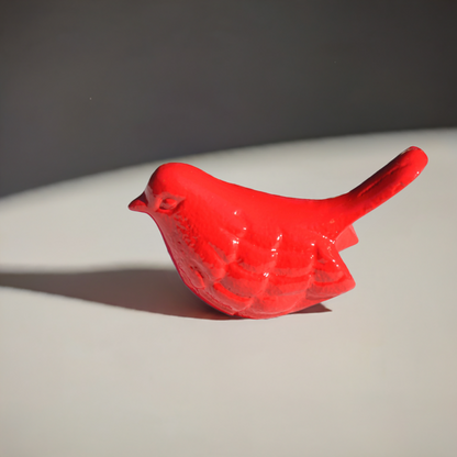 Vibhsa Handcrafted Red Bird Figurines - Elegant Home & Office Decor, Symbol of Health & Happiness