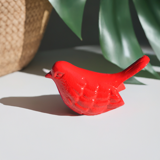 Vibhsa Handcrafted Red Bird Figurines - Elegant Home & Office Decor, Symbol of Health & Happiness