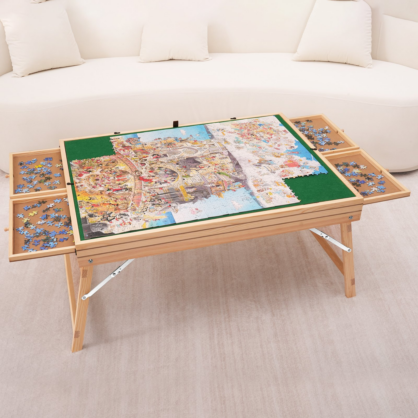 VEVOR 1500 Piece Puzzle Table with Folding Legs and 4 Drawers