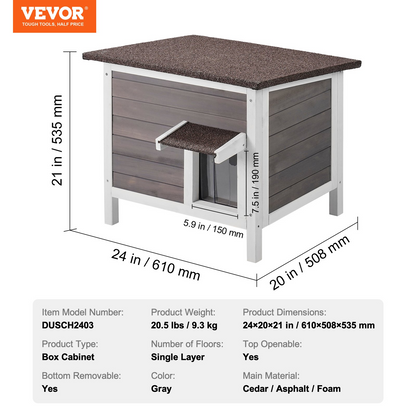 VEVOR Wooden Outdoor Cat House - Weatherproof, Safe, and Spacious Shelter for Feral Cats with Roof & PVC Door Flaps