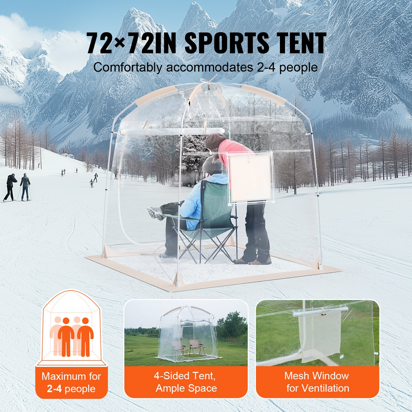 VEVOR Weather-Proof Instant Sports Tent Shelter for 2-4 People | Versatile Bubble Design, Wind & Waterproof, Easy Setup Portable Outdoor Tent