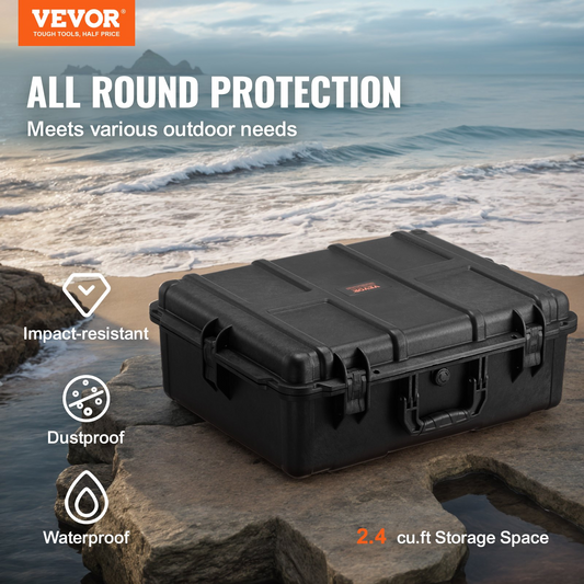 VEVOR 2.4 Cu.ft Weatherproof Hard Case - Durable, Secure & Waterproof with Foam Padding